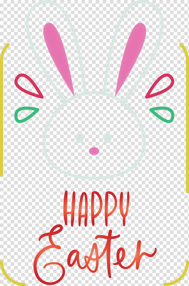 Easter Day Happy Easter Day, Pink, Text, Easter Bunny, Sticker, Rabbit, Whiskers, Smile transparent background PNG clipart