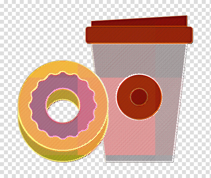 Coffee icon Paper cup icon Donut icon, Orange, Plastic transparent background PNG clipart