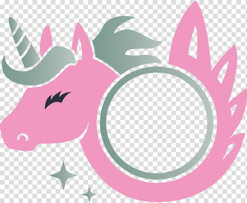 unicorn frame, Pink, Head, Circle, Horn, Sticker transparent background PNG clipart