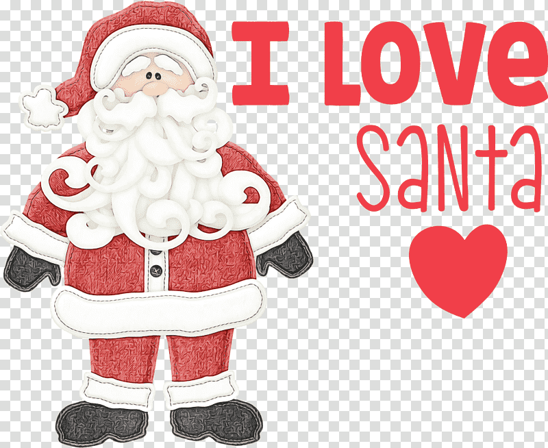 Santa Claus, I Love Santa, Christmas , Watercolor, Paint, Wet Ink, Christmas Day transparent background PNG clipart