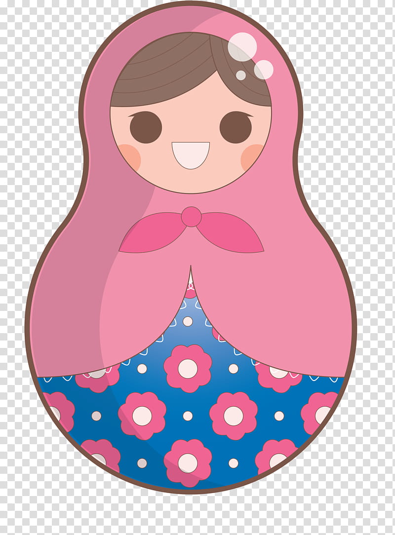 Colorful Russian Doll, Cartoon, Character, Pink M, Character Created By transparent background PNG clipart