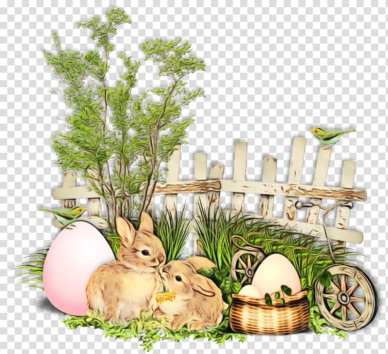 Easter egg, Watercolor, Paint, Wet Ink, Grass, Easter
, Rabbit, Plant transparent background PNG clipart