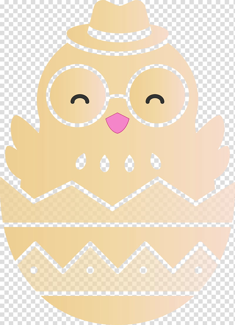 white pink yellow owl pattern, Chick In Eggshell, Easter Day, Adorable Chick, Watercolor, Paint, Wet Ink, Smile transparent background PNG clipart