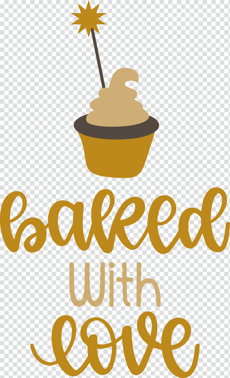 Baked With Love Cupcake Food, Kitchen, Coffee Cup, Logo, Yellow, Meter, Happiness transparent background PNG clipart