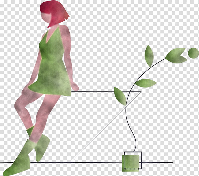 Modern Girl, Green, Leaf, Plant, Flower, Plant Stem, Shoe, Costume transparent background PNG clipart