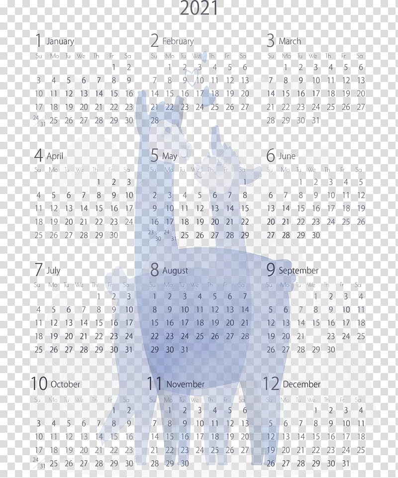 font calendar system pattern line meter, 2021 Yearly Calendar, Printable 2021 Yearly Calendar Template, 2021 calendar, Year 2021 Calendar, Watercolor, Paint, Wet Ink transparent background PNG clipart