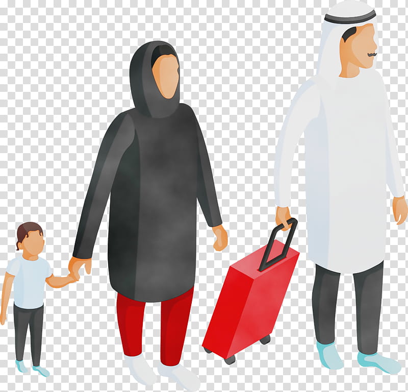 standing outerwear costume gesture, Arabic Family, Arab People, Arabs, Watercolor, Paint, Wet Ink transparent background PNG clipart