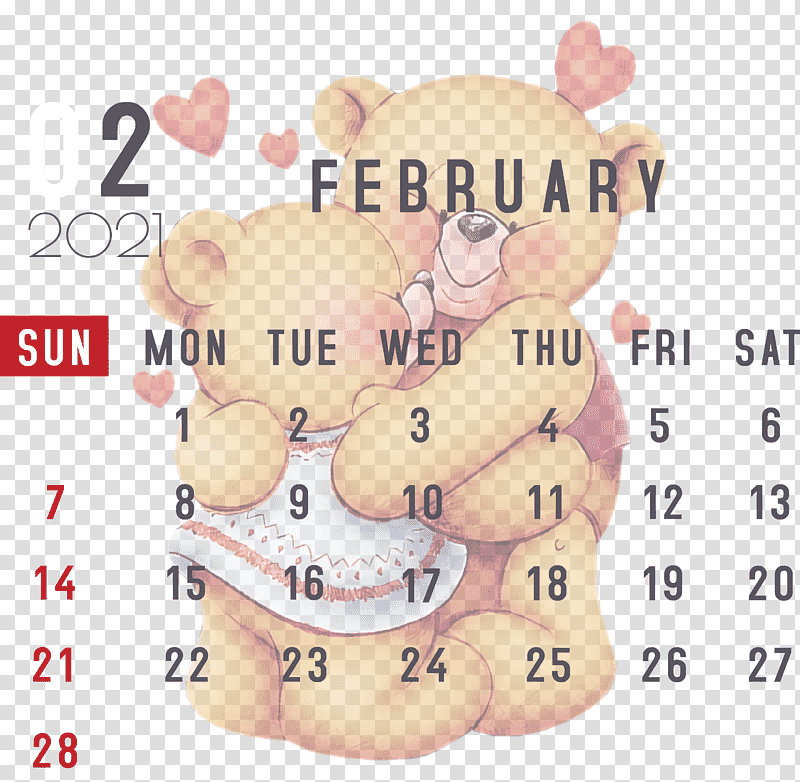 February 2021 Printable Calendar February Calendar 2021 Calendar, Joint, Meter, Cartoon, Hm, Human Skeleton, Human Biology transparent background PNG clipart