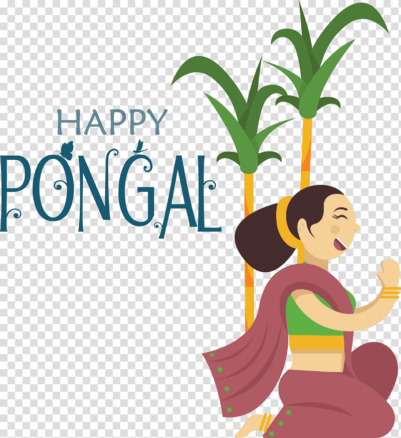 Happy Pongal Pongal, Cartoon, Houseplant, Flowerpot, Festival, Cover Art transparent background PNG clipart