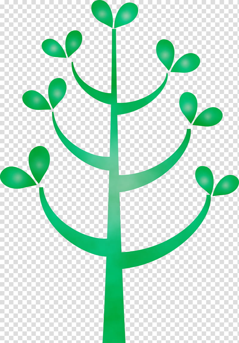 green leaf symbol plant plant stem, Cartoon Tree, Abstract Tree, Tree , Watercolor, Paint, Wet Ink transparent background PNG clipart