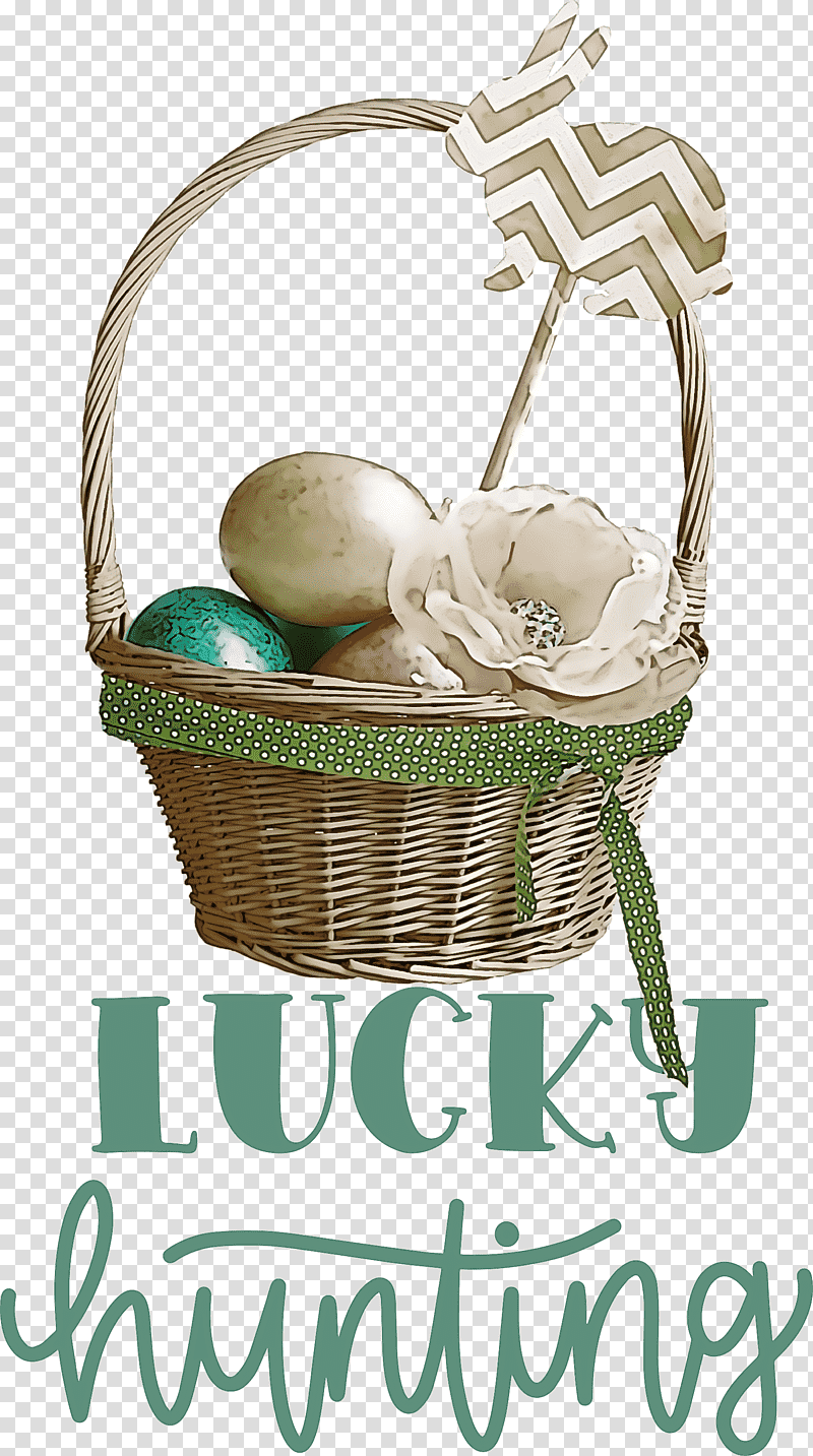 Lucky Hunting Happy Easter Easter Day, Gift Basket, Hamper, Wicker, Picnic Basket, Home Accessories, Meter transparent background PNG clipart