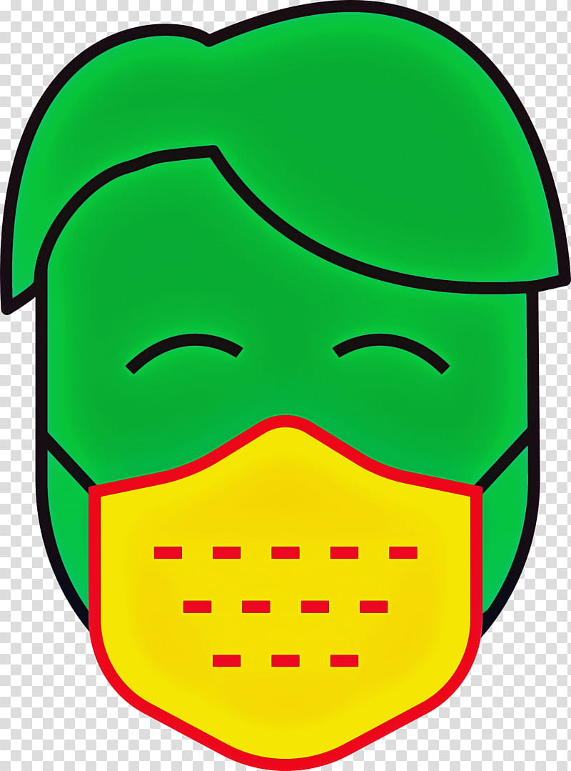 Wearing Mask Coronavirus COVID, Green, Cartoon, Smile transparent background PNG clipart