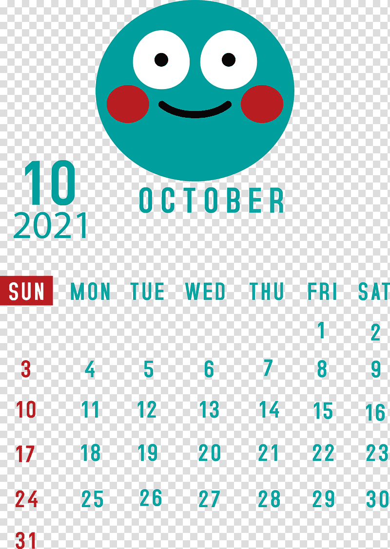 October 2021 Printable Calendar October 2021 Calendar, Htc Hero, Smiley, Emoticon, Aqua M, Happiness, Meter transparent background PNG clipart