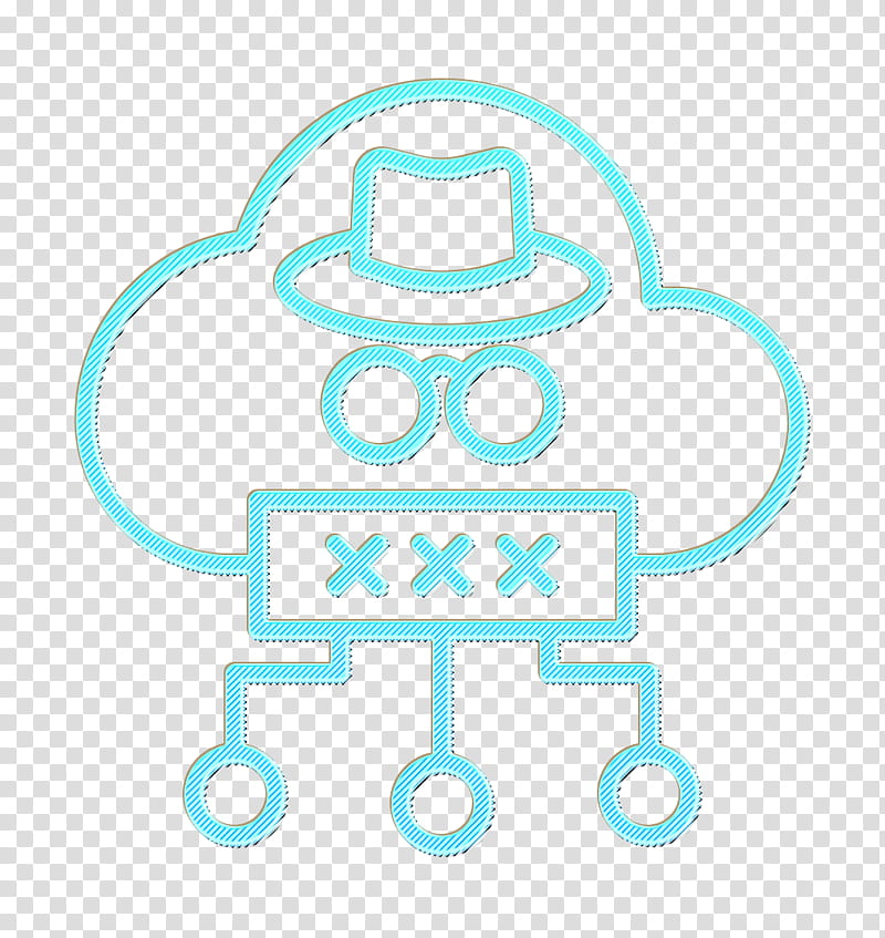 Cyber icon Ui icon Cloud icon, Turquoise, Neon, Headgear, Symbol, Logo, Line Art, Hat transparent background PNG clipart