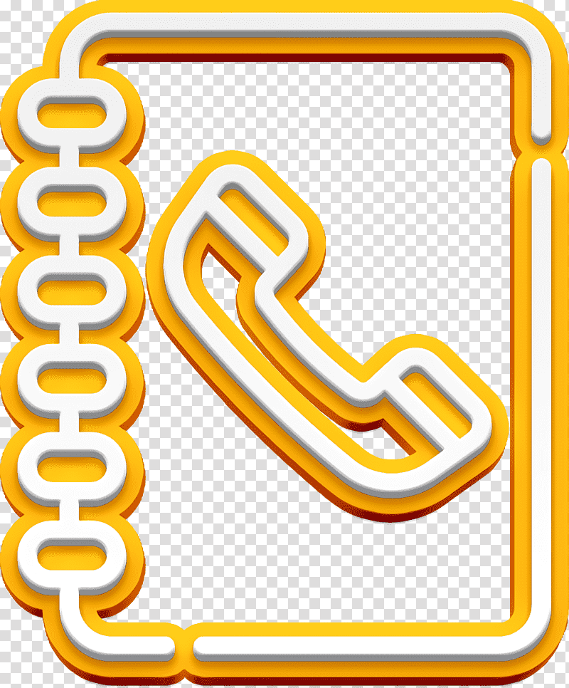 Contact icon Phone book icon Phone icon, Yellow, Meter, Line, Number, Mathematics, Geometry transparent background PNG clipart