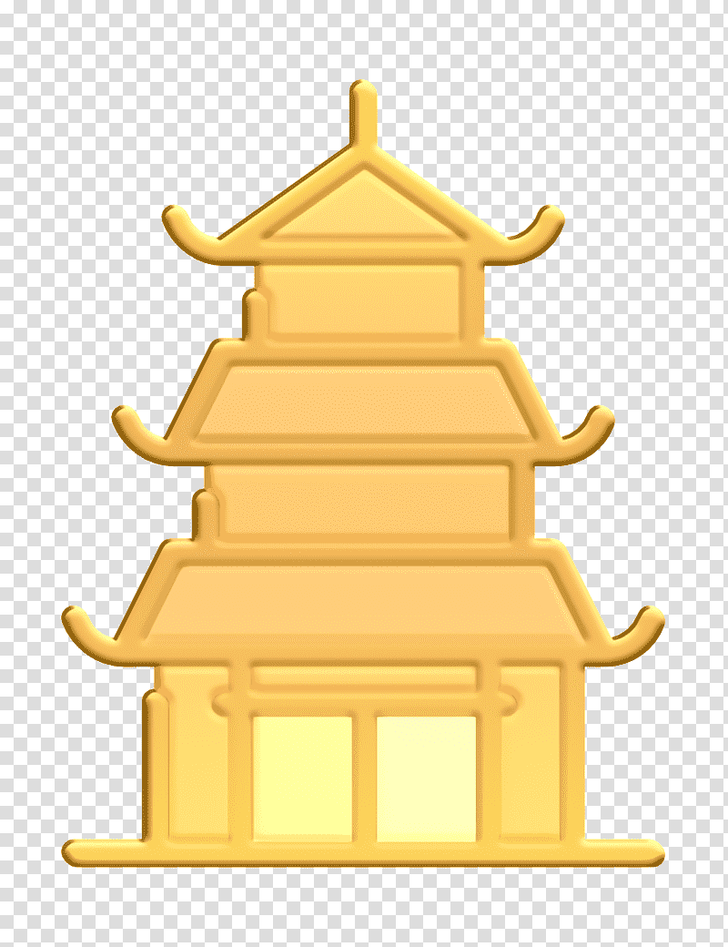Japanese icon Pagoda icon China icon, Cartoon, Yellow, Meter transparent background PNG clipart
