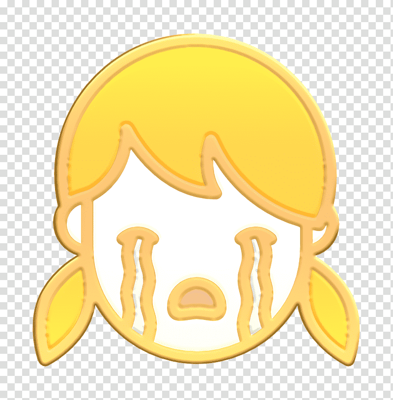 Linear Color Emoticons icon people icon Crying icon, Girl Icon, Yellow, Meter, Cartoon, Symbol, Science transparent background PNG clipart