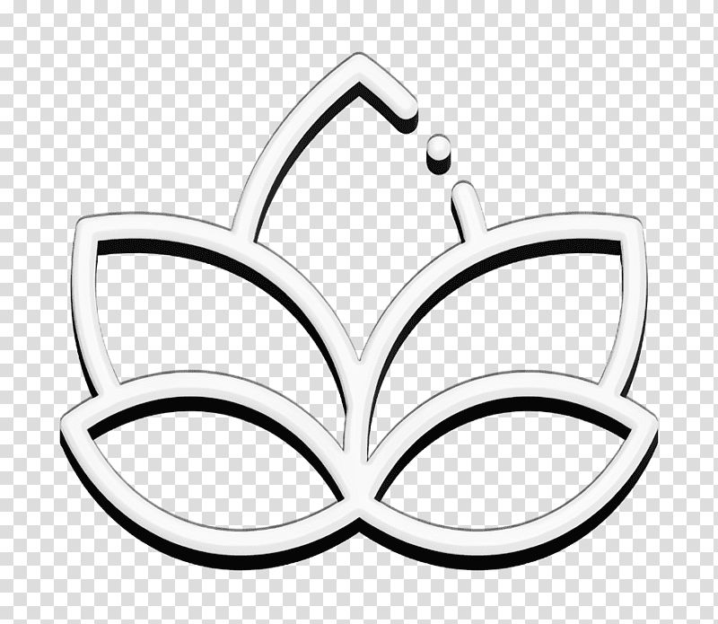 Lotus flower icon Spiritual icon Yoga icon, Line Art, Black And White
, Silver, Symbol, Meter, Chemical Symbol transparent background PNG clipart