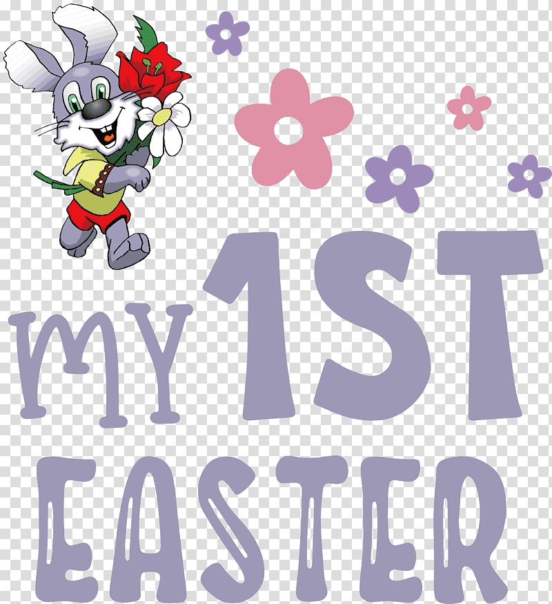 My 1st Easter easter bunny easter day, Logo, Sticker, Cartoon, Text, Symbol, Character transparent background PNG clipart