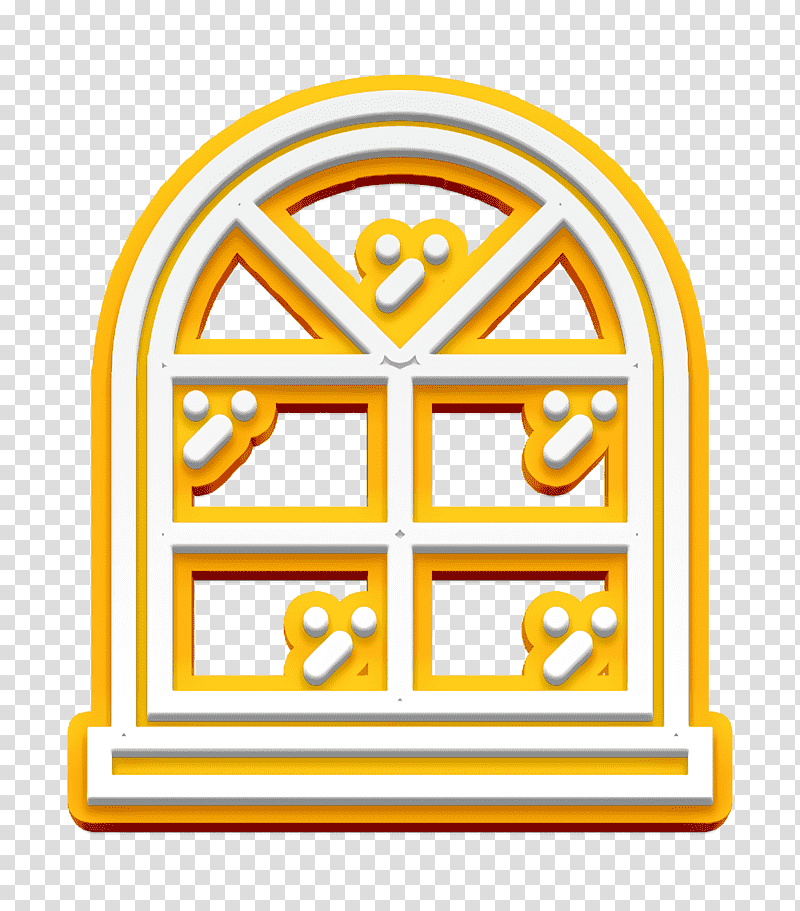 Household Set icon Window icon, Logo, Sign, Yellow, Number, Line, Meter transparent background PNG clipart