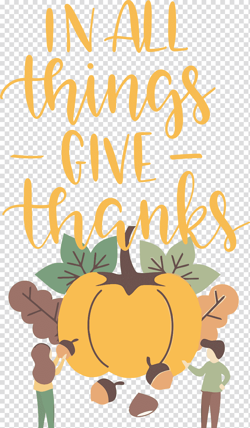 Give Thanks Thanksgiving Autumn, Flower, Meter, Cartoon, Tree, Yellow, Commodity transparent background PNG clipart