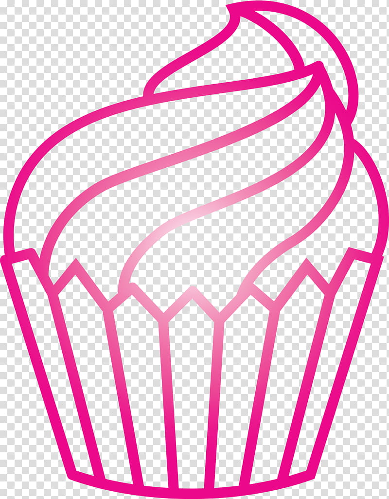 pink baking cup magenta line line art, Cute Cupcake, Cartoon Cupcake transparent background PNG clipart