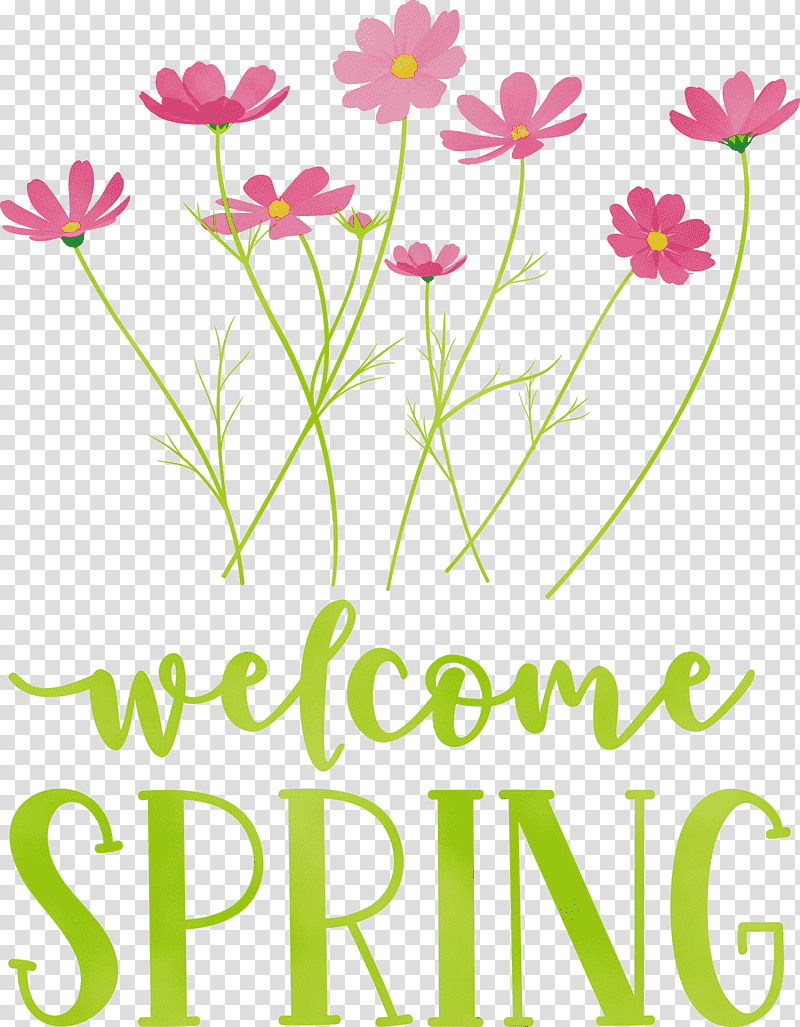 Floral design, Welcome Spring, Spring
, Watercolor, Paint, Wet Ink, Plant Stem transparent background PNG clipart