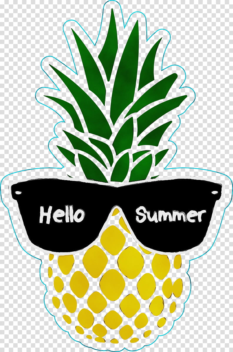 Summer Pineapple, Watercolor, Paint, Wet Ink, Pineapple Print Tee, Cartoon, Summer transparent background PNG clipart