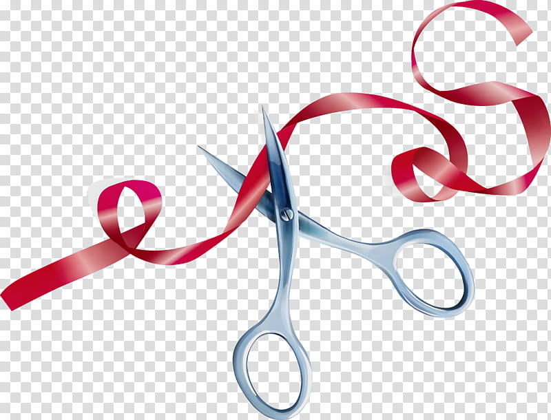 ribbon font scissors line meter, Scissors Ribbons, Grand Opening, Watercolor, Paint, Wet Ink transparent background PNG clipart