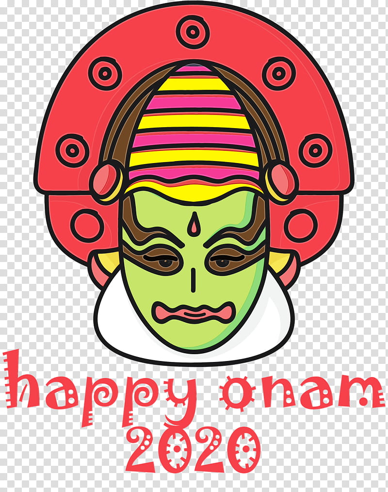 smiley laughter happiness headgear line, Onam Harvest Festival, Happy Onam, Watercolor, Paint, Wet Ink, Area, Meter transparent background PNG clipart