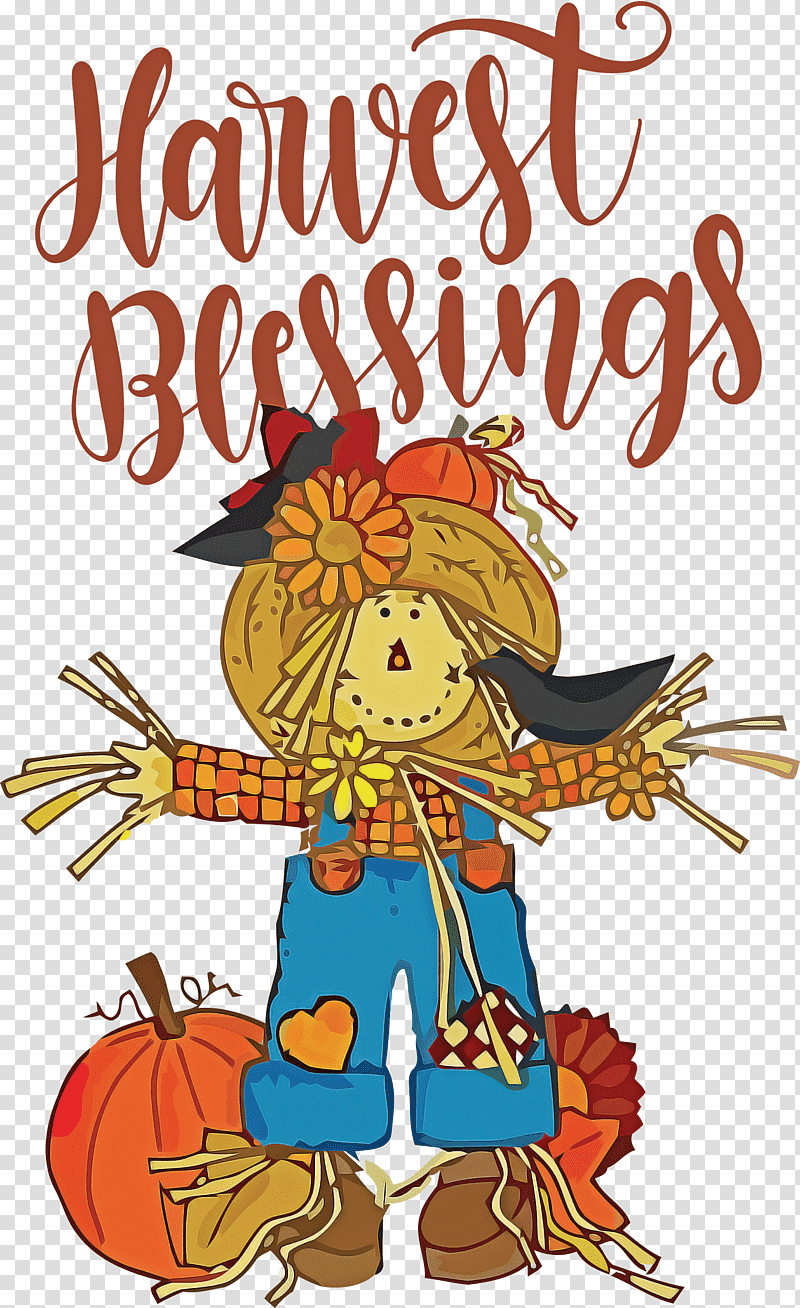 Harvest Blessings Thanksgiving Autumn, Scarecrow, Drawing, Fall, Cartoon transparent background PNG clipart