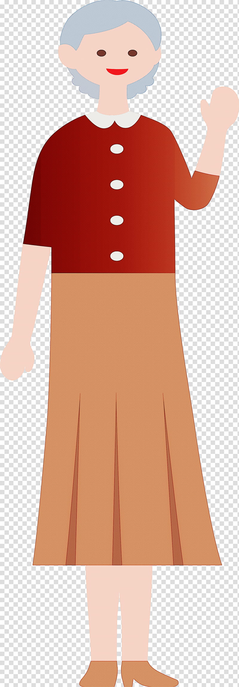 grandma, Dress, Costume Design, Red, Outerwear, Clothing, Cartoon transparent background PNG clipart