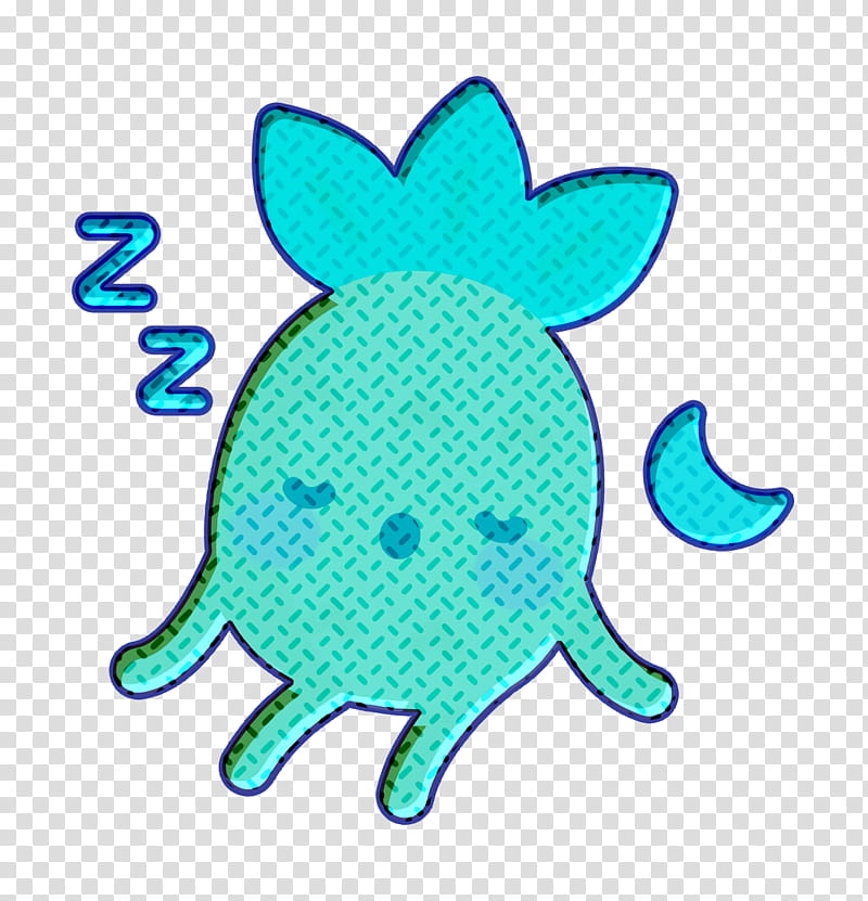 Pineapple Character icon Sleeping icon Moon icon, Turquoise, Aqua, Azure, Line transparent background PNG clipart