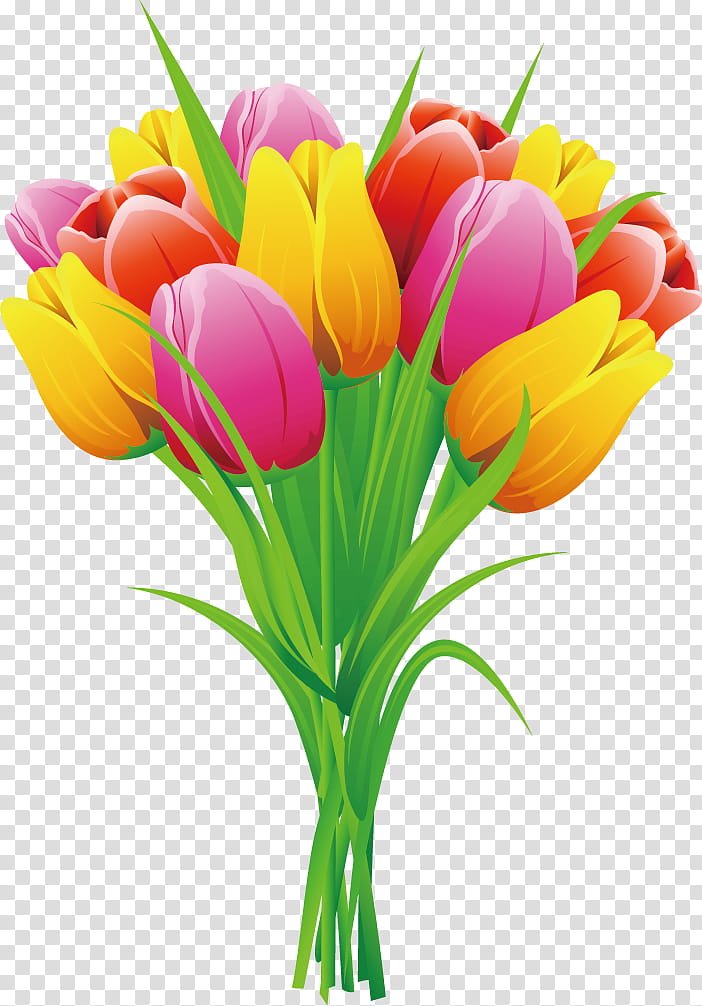 Tulip Bouquet Flower Bouquet flower bunch, Cut Flowers, Petal, Plant, Yellow, Crocus, Plant Stem, Lily Family transparent background PNG clipart