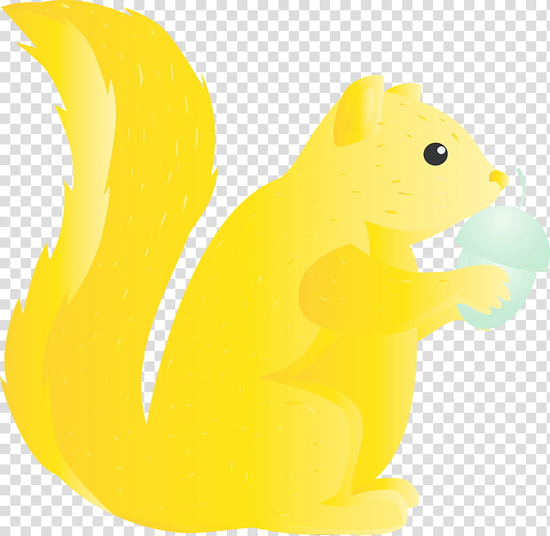 yellow squirrel animal figure cartoon tail, Watercolor Squirrel, Paint, Wet Ink transparent background PNG clipart
