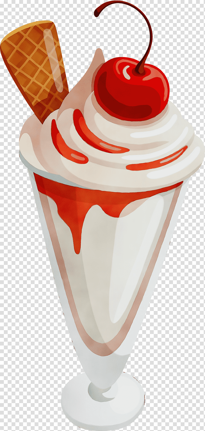 Ice Cream, Watercolor, Paint, Wet Ink, Sundae, Mcdonalds Hot Fudge Sundae, Knickerbocker Glory transparent background PNG clipart