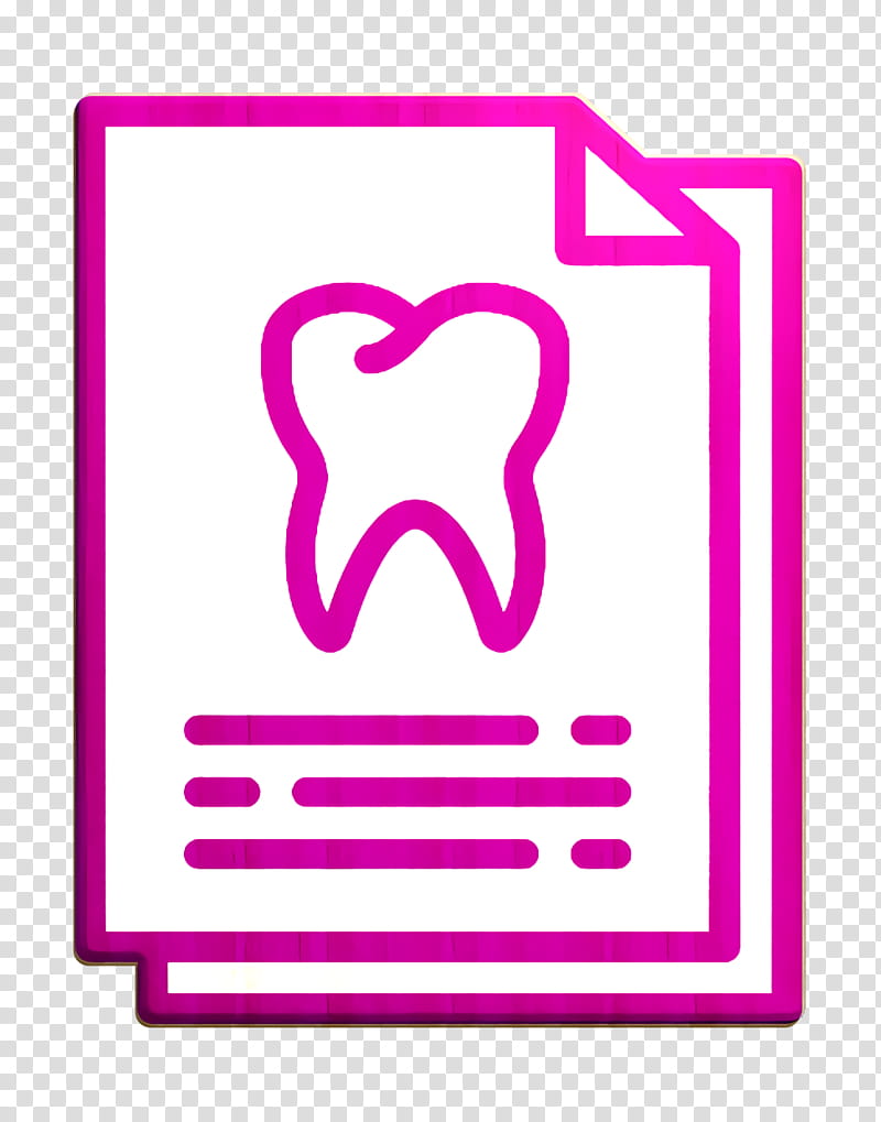 Dental record icon Tooth icon Dentistry icon, Pink, Line, Magenta, Rectangle transparent background PNG clipart