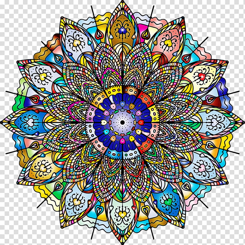 Mandala, Stained Glass, Circle, Cartoon, Fineart , Painting, Meditation transparent background PNG clipart