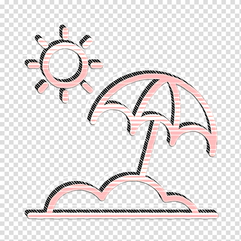 Sun umbrella icon Beach icon Summer icon, Meter, Line, Cartoon, Headgear, Symbol, Jewellery, Human Body transparent background PNG clipart