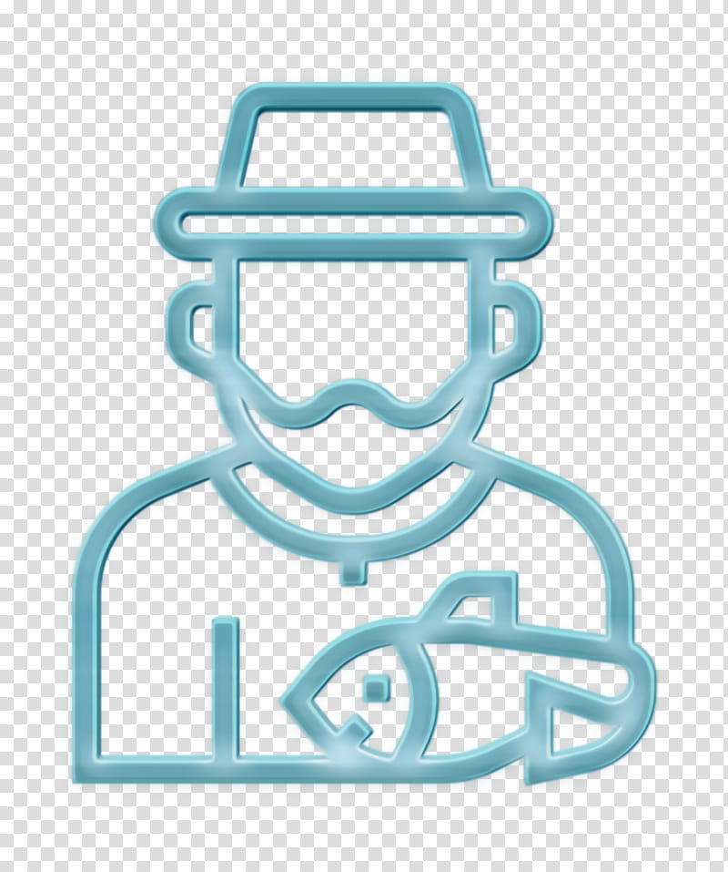 Fisherman icon Jobs and Occupations icon, Turquoise, Line, Logo, Symbol transparent background PNG clipart