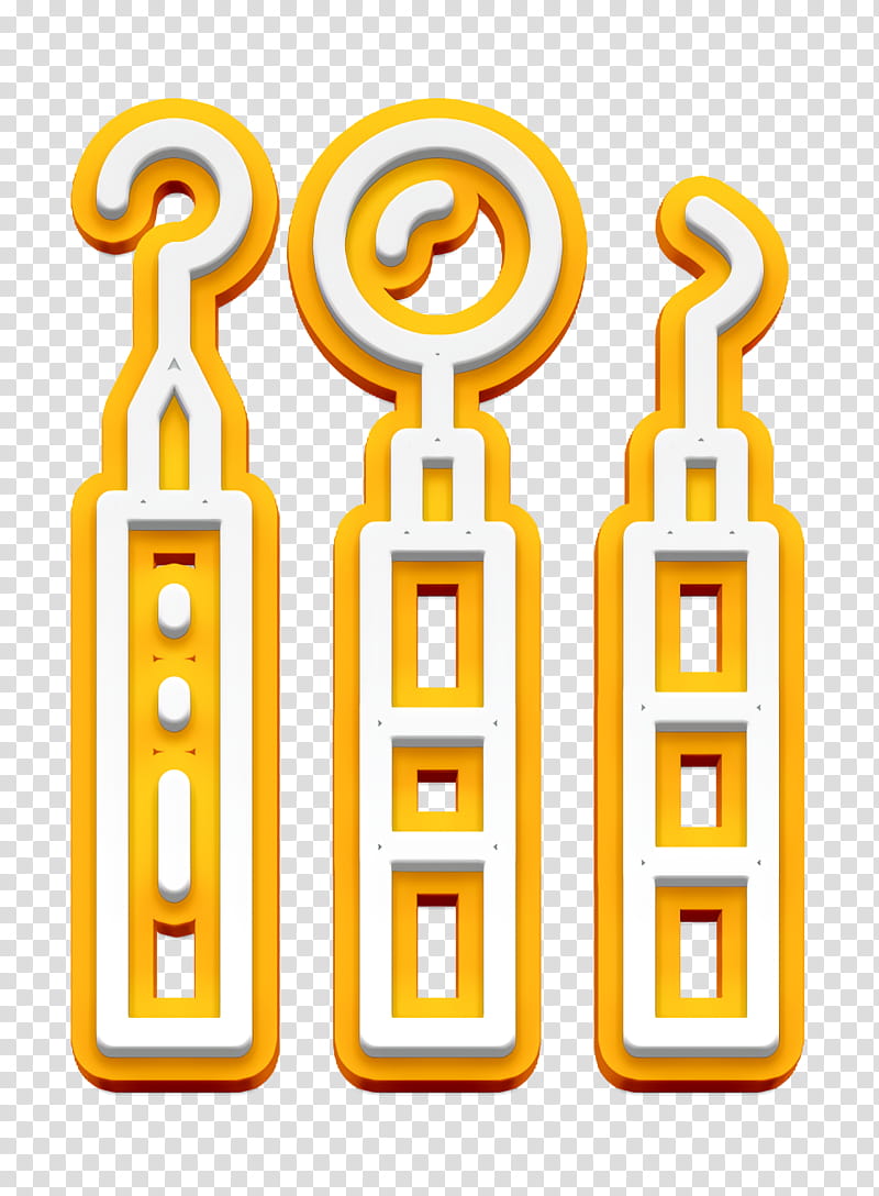 Dentist icon Dentist tools icon Dentistry icon, Yellow, Line transparent background PNG clipart