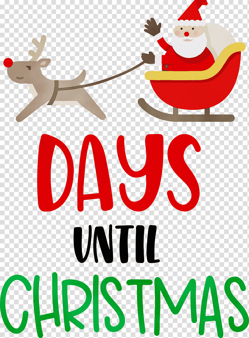 Christmas Day, Days Until Christmas, Christmas , Santa Claus, Watercolor, Paint, Wet Ink transparent background PNG clipart