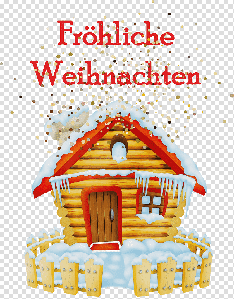 gingerbread house meter house gingerbread, Frohliche Weihnachten, Merry Christmas, Watercolor, Paint, Wet Ink transparent background PNG clipart