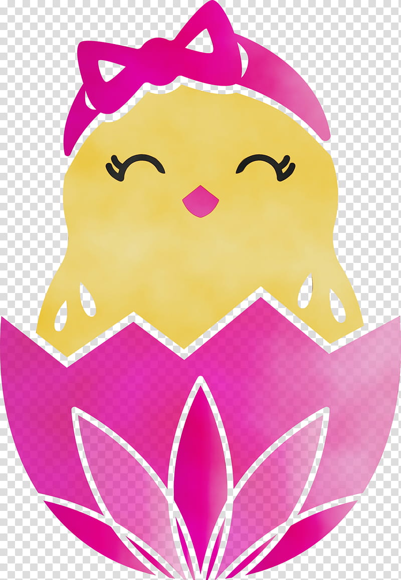 pink magenta smile, Chick In Eggshell, Easter Day, Adorable Chick, Watercolor, Paint, Wet Ink transparent background PNG clipart