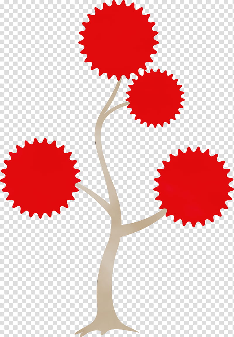 red plant flower, Abstract Tree, Cartoon Tree, Tree , Watercolor, Paint, Wet Ink transparent background PNG clipart