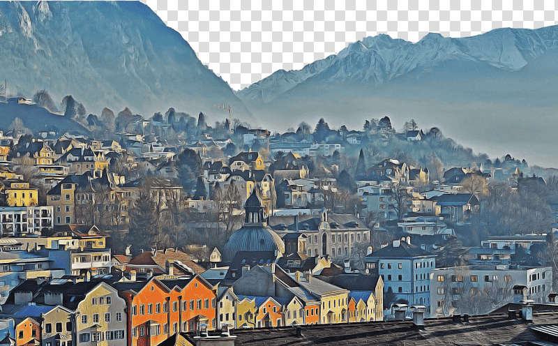 mount scenery alps tourist attraction tourism urban area, Hill Station, Suburb, Transport, Cityscape, Mountain, Village transparent background PNG clipart