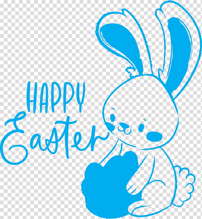 Easter Day Easter Sunday Happy Easter, Text, Nose, Cartoon, Line Art, Turquoise, Snout, Rabbit transparent background PNG clipart