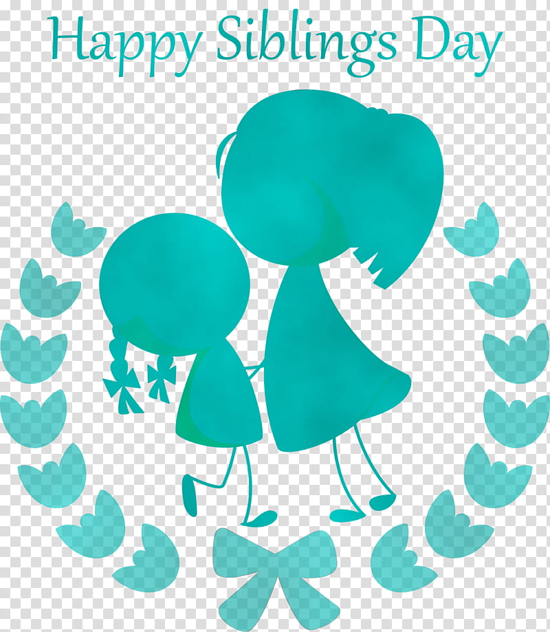 turquoise, Happy Siblings Day, Watercolor, Paint, Wet Ink transparent background PNG clipart
