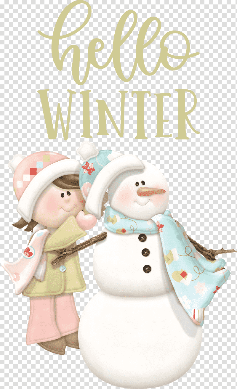 Hello Winter Winter, Winter
, Christmas Day, Snowman, Santa Claus, Christmas Gift, Christmas Decoration transparent background PNG clipart