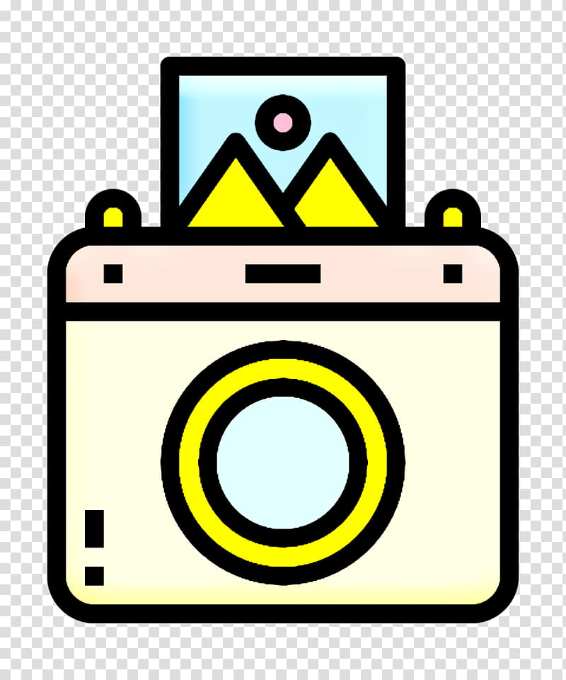 graphy icon Polaroid icon Instant camera icon, Icon, Yellow, Cameras Optics, Line, Symbol, Sign, Circle transparent background PNG clipart